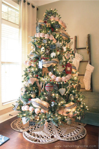 DIY Ticking Stripe Ball Garland - The Hamby Home