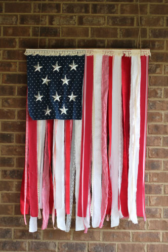 Patriotic Patio with Fabric Strip Flag - The Hamby Home